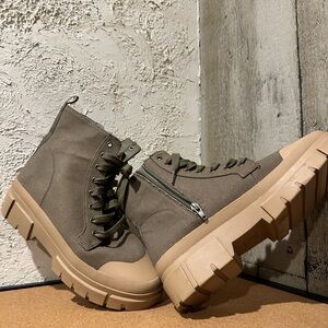 NOBO Women's Khaki and Beige Combat Boots